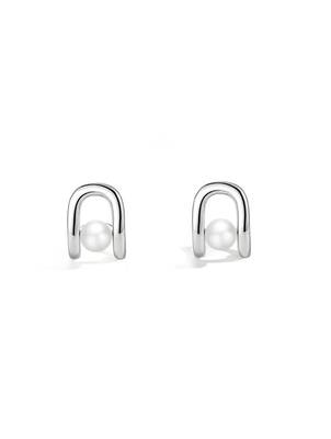 Pure 925 silver luna loop pearl earrings for women 5