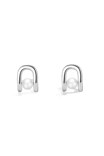Pure 925 silver luna loop pearl earrings for women