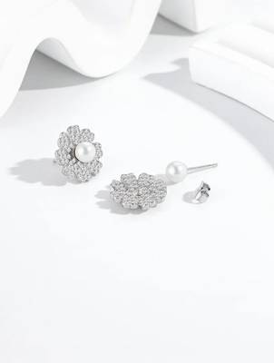 Pure 925 silver pearl bloom radiance earrings for women 1
