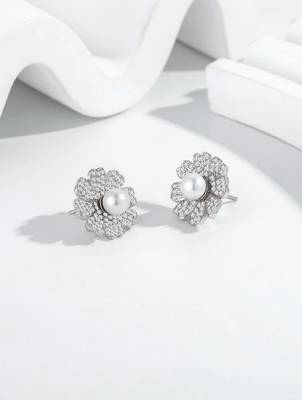 Pure 925 silver pearl bloom radiance earrings for women 2