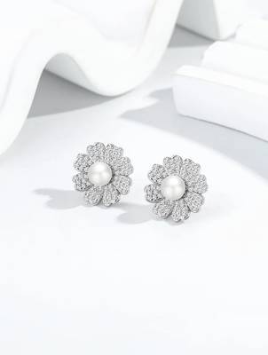 Pure 925 silver pearl bloom radiance earrings for women 3