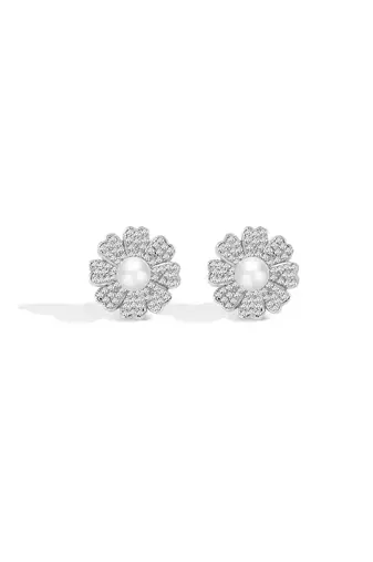 Pure 925 silver pearl bloom radiance earrings for women