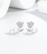 Pure 925 silver rose pearl earrings for women