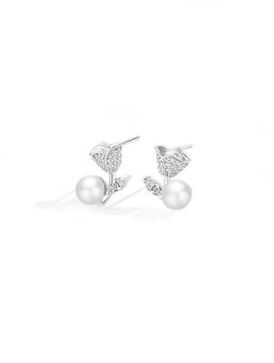 Pure 925 silver rose pearl earrings for women 5