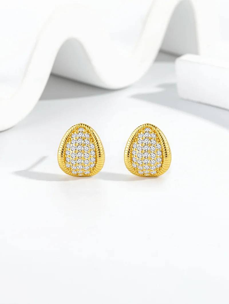 Pure 925 silver royal spark oval earrings for women
