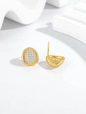 Pure 925 silver royal spark oval earrings for women 2