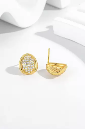 Pure 925 silver royal spark oval earrings for women