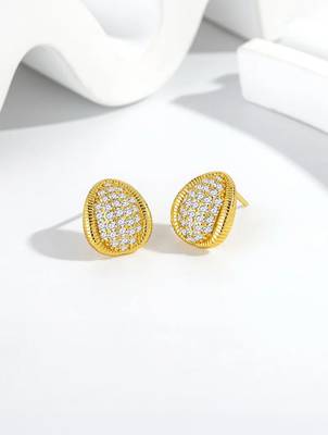 Pure 925 silver royal spark oval earrings for women 3