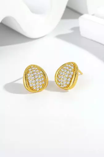 Pure 925 silver royal spark oval earrings for women