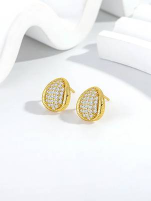 Pure 925 silver royal spark oval earrings for women 4