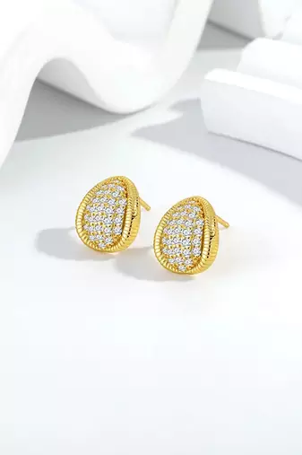 Pure 925 silver royal spark oval earrings for women