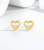 Pure 925 silver dainty love spark earrings for women