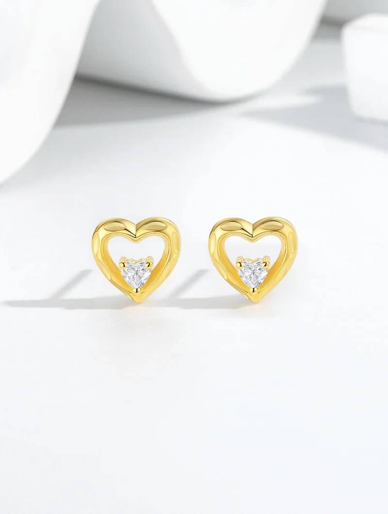 Pure 925 silver dainty love spark earrings for women