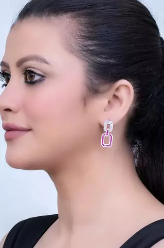 Pure 925 silver joint box drop earrings for women