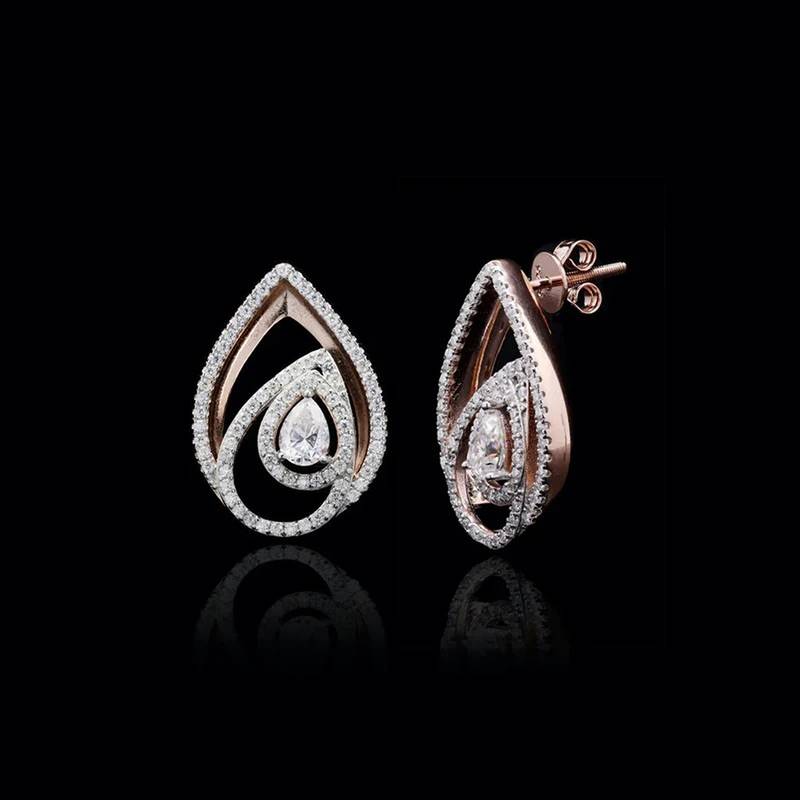 Pure 925 silver leaf layer moissanite earrings for women