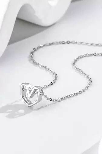 Pure 925 silver geometrical heart pendant for women
