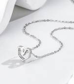 Pure 925 silver geometrical heart pendant for women