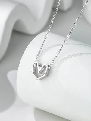 Pure 925 silver geometrical heart pendant for women 2