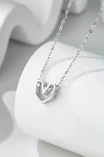 Pure 925 silver geometrical heart pendant for women