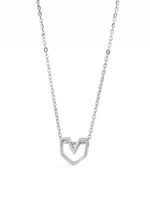 Pure 925 silver geometrical heart pendant for women 3