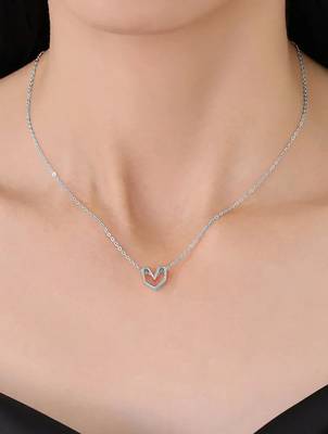 Pure 925 silver geometrical heart pendant for women 4