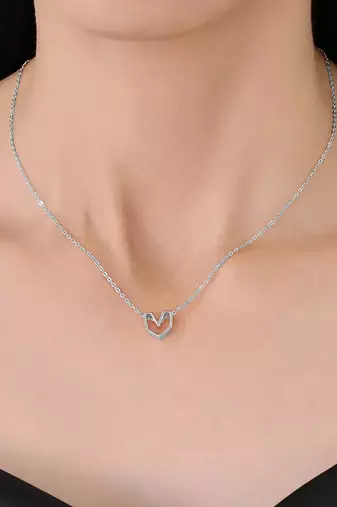 Pure 925 silver geometrical heart pendant for women
