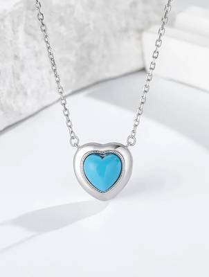Pure 925 silver blue whisper heart pendant for women 2