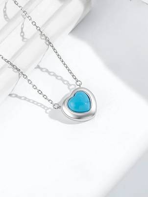 Pure 925 silver blue whisper heart pendant for women 3