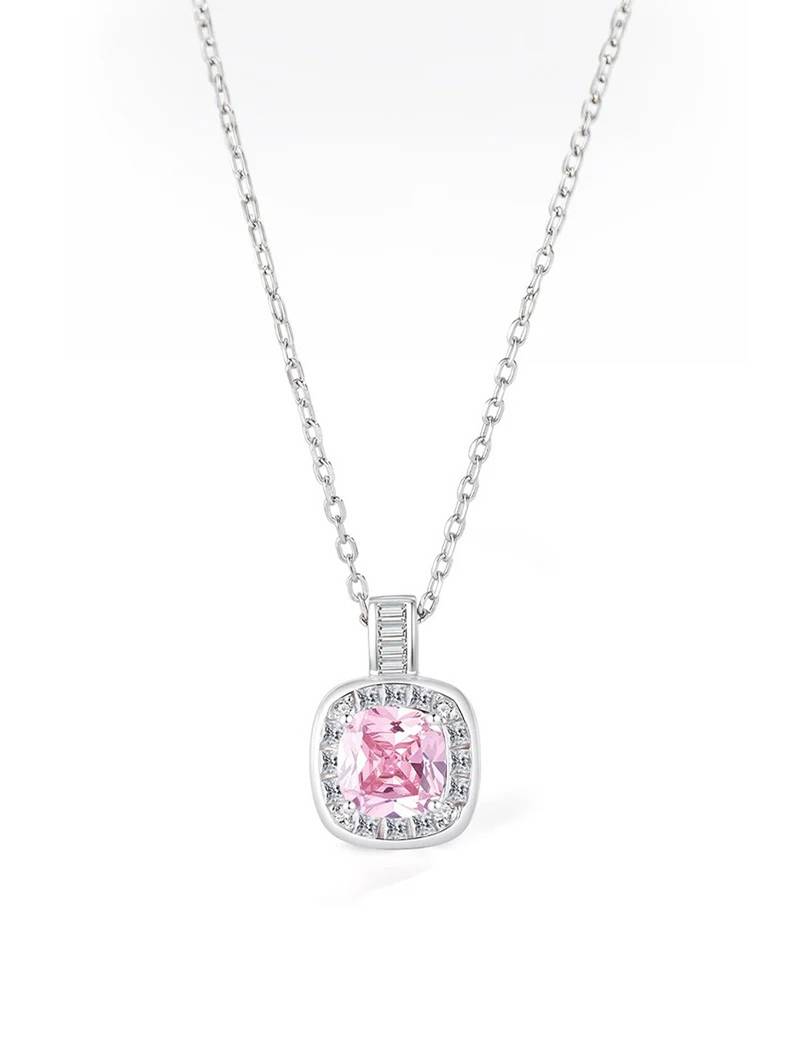 Pure 925 silver pink luke halo pendant for women