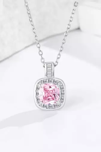 Pure 925 silver pink luke halo pendant for women