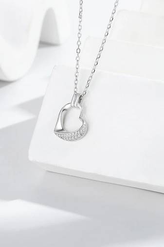 Pure 925 silver serenity heart halo pendant for women