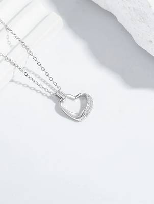 silver serenity heart halo 925 pendant 2