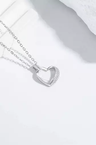 silver serenity heart halo 925 pendant