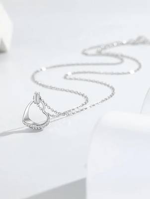 silver serenity heart halo 925 pendant 3