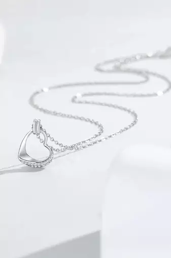 silver serenity heart halo 925 pendant