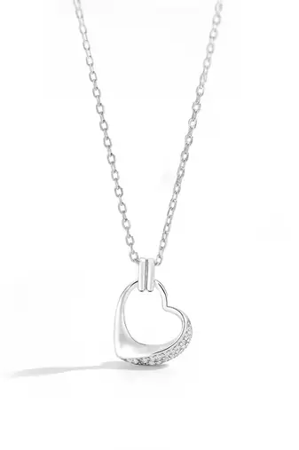 silver serenity heart halo 925 pendant