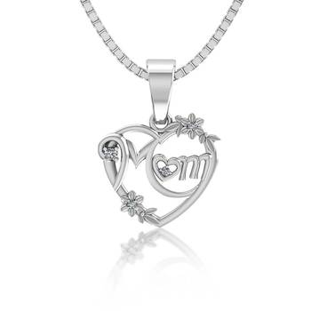 silver mom heart design 925 silver pendant 1