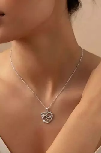 silver mom heart design 925 silver pendant