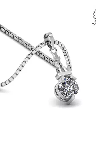 silver rhodium eiffel tower 925 pendant