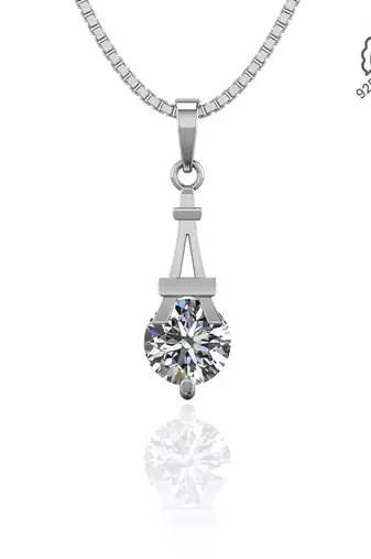 silver rhodium eiffel tower 925 pendant