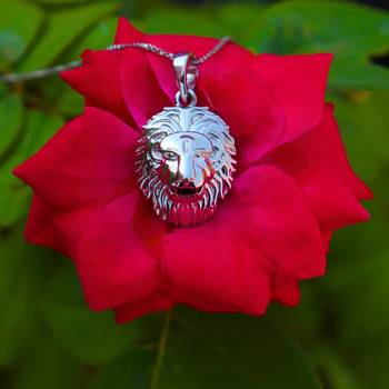silver rhodium lion design 925 pendant 2