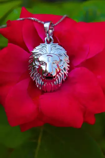 silver rhodium lion design 925 pendant