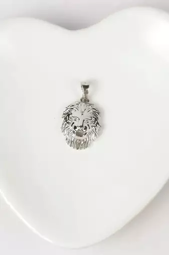 silver rhodium lion design 925 pendant