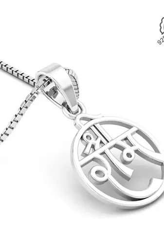 silver round shree ram 925 silver pendant