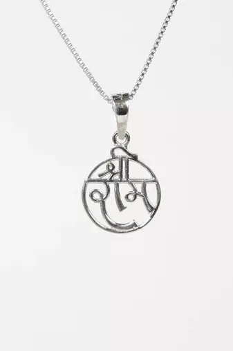 silver round shree ram 925 silver pendant