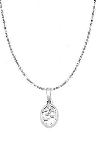 Pure 925 silver oval om pendant for men