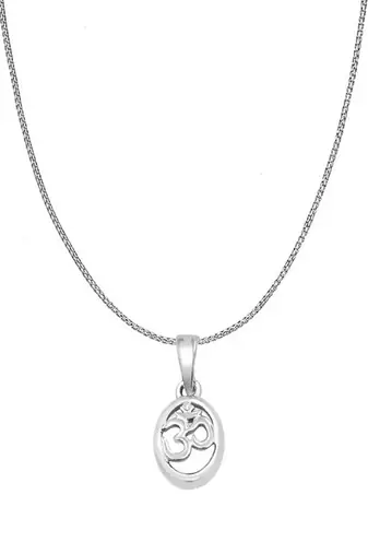Pure 925 silver oval om pendant for men