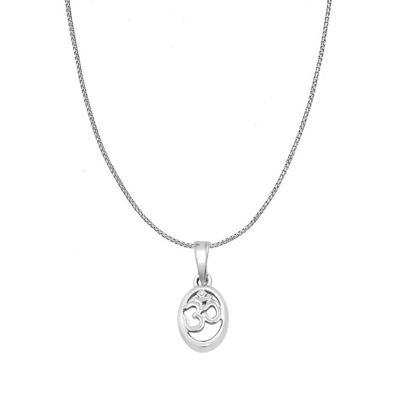 Pure 925 silver oval om pendant for men