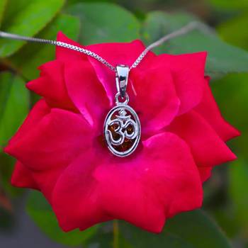 silver om oval design 925 silver pendant 2