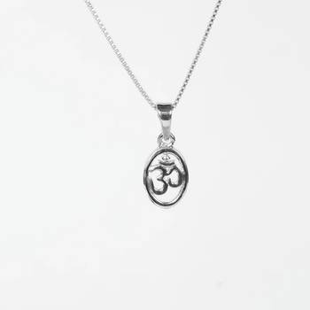 silver om oval design 925 silver pendant 4